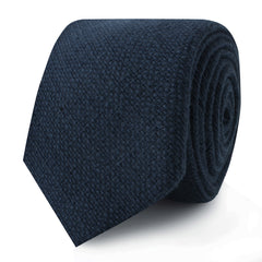 Navy Blue Basket Weave Linen Skinny Ties