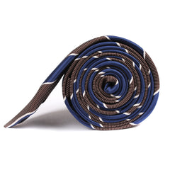 Navy Blue Black White Diagonal - Skinny Tie Side Roll