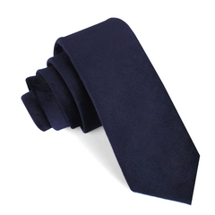 Navy Blue Bond Velvet Skinny Tie