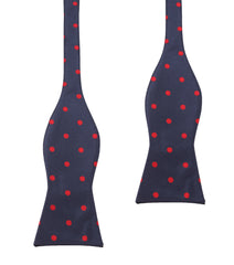 Navy Blue Bow Tie Untied with Red Polka Dots