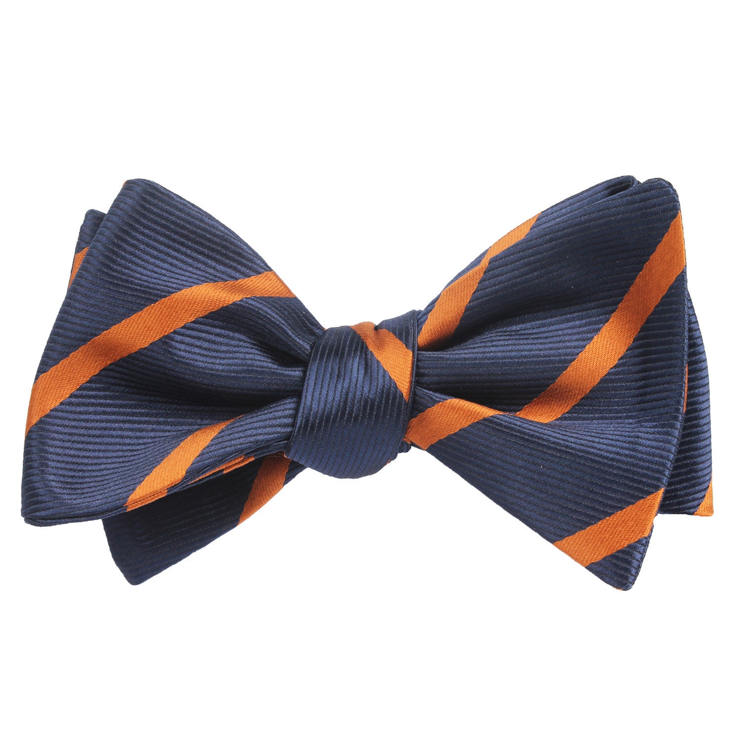 Navy Blue Bow Tie Untied with Striped Brown