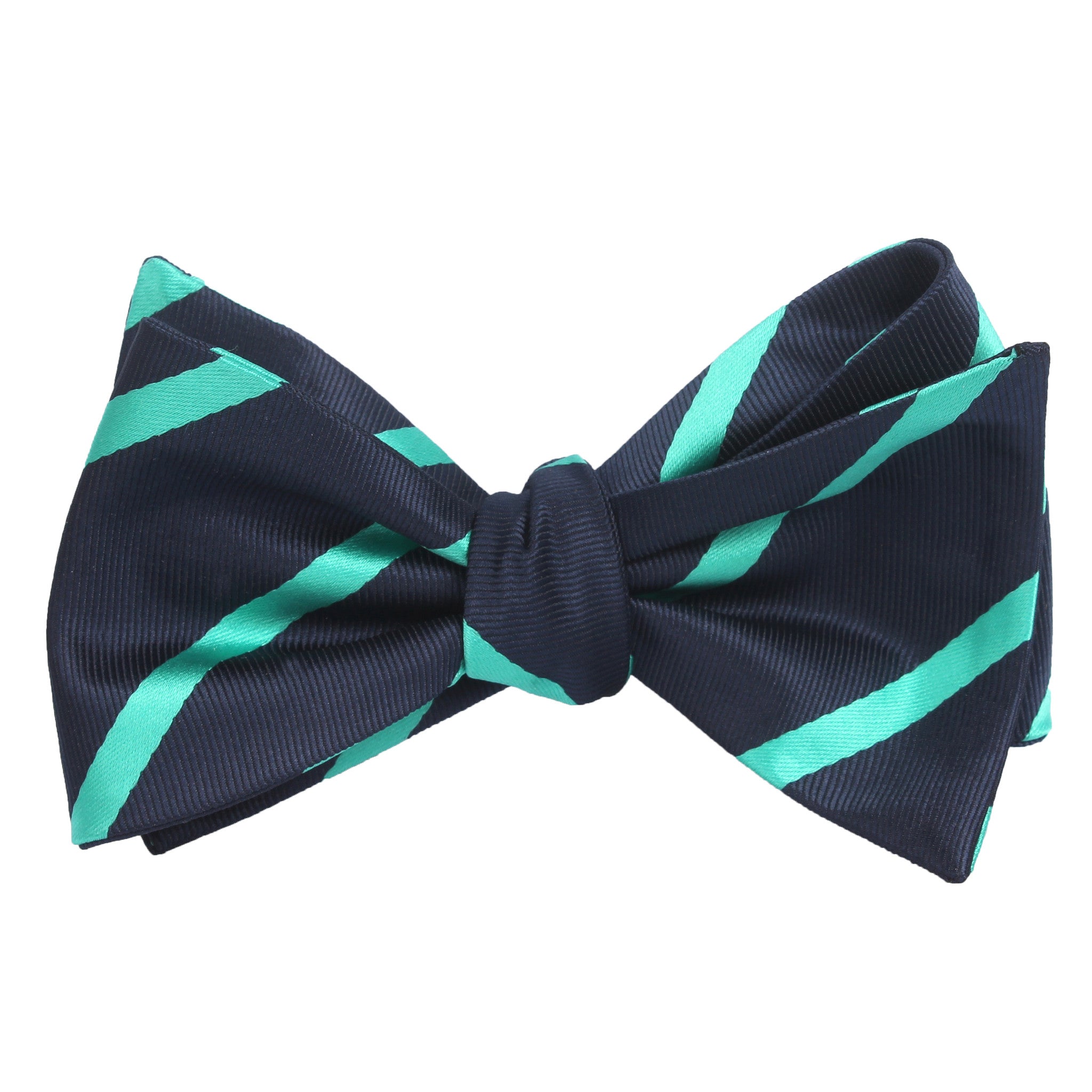 Navy Blue Bow Tie Untied with Striped Light Blue Self tied knot by OTAA