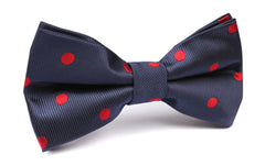 Navy Blue Bow Tie with Red Polka Dots