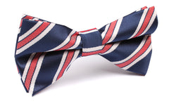 Navy Blue Bow Tie with Red Stripes