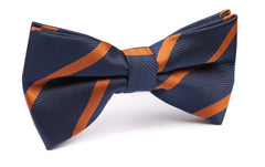 Navy Blue Bow Tie with Striped Brown
