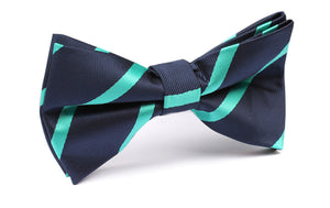 Navy Blue Bow Tie with Teal Stripe