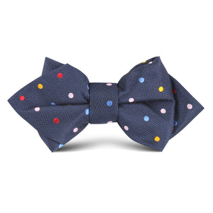 Navy Blue Confetti Polkadot Kids Diamond Bow Tie