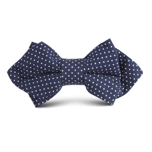 Navy Blue Cotton Pin Dots Kids Diamond Bow Tie