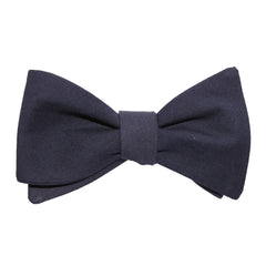 Navy Blue Cotton Self Tie Bow Tie 3