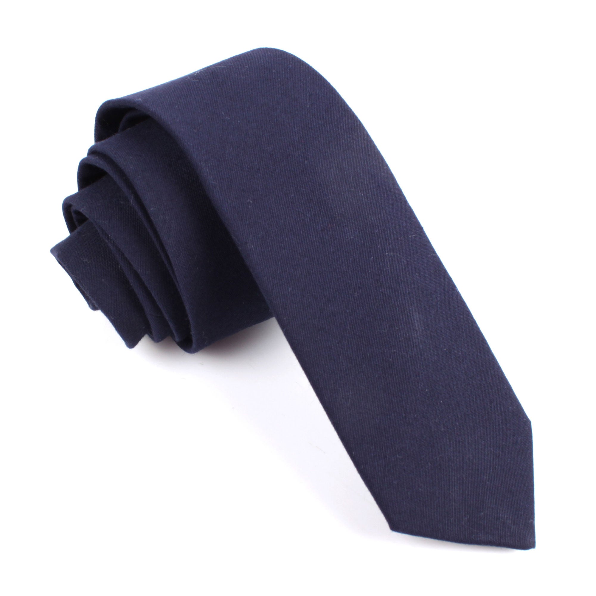 Navy Blue Cotton Skinny Tie