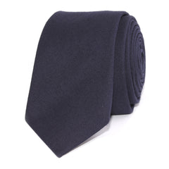 Navy Blue Cotton Skinny Tie Front