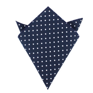 Navy Blue Cotton with Mini White Polka Dots Pocket Square