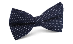 Navy Blue Cotton with White Mini Polka Dots Bow Tie