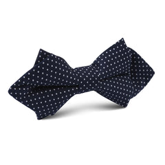 Navy Blue Cotton with White Mini Polka Dots Diamond Bow Tie