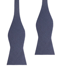 Navy Blue Cotton with White Mini Polka Dots Self Tie Bow Tie
