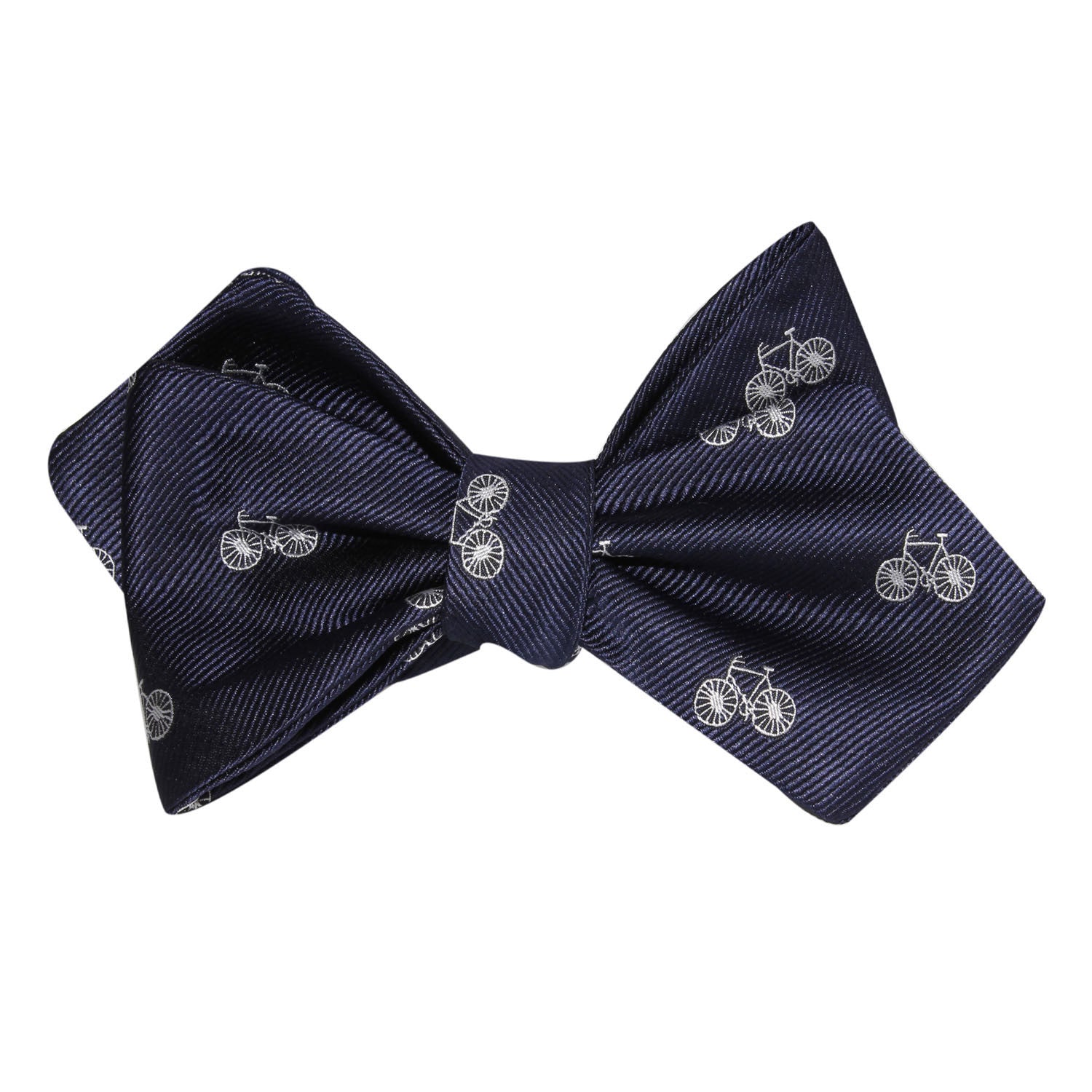 Navy Blue French Bicycle Self Tie Diamond Tip Bow Tie 2