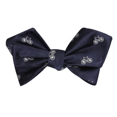 Navy Blue French Bicycle Self Tie Diamond Tip Bow Tie 1