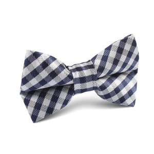 Navy Blue Gingham Kids Bow Tie