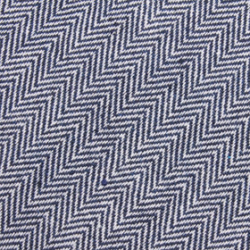 Navy Blue Herringbone Linen Pocket Square
