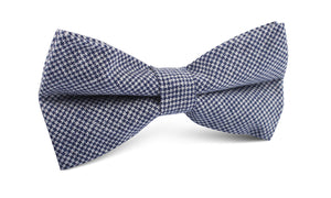Navy Blue Houndstooth Linen Bow Tie