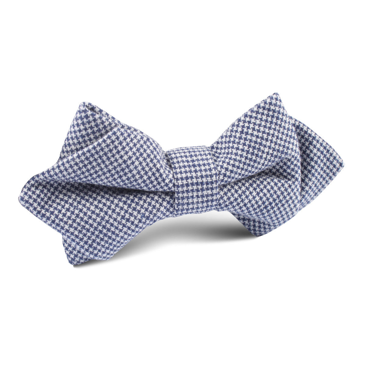 Navy Blue Houndstooth Linen Diamond Bow Tie