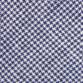 Navy Blue Houndstooth Linen Pocket Square