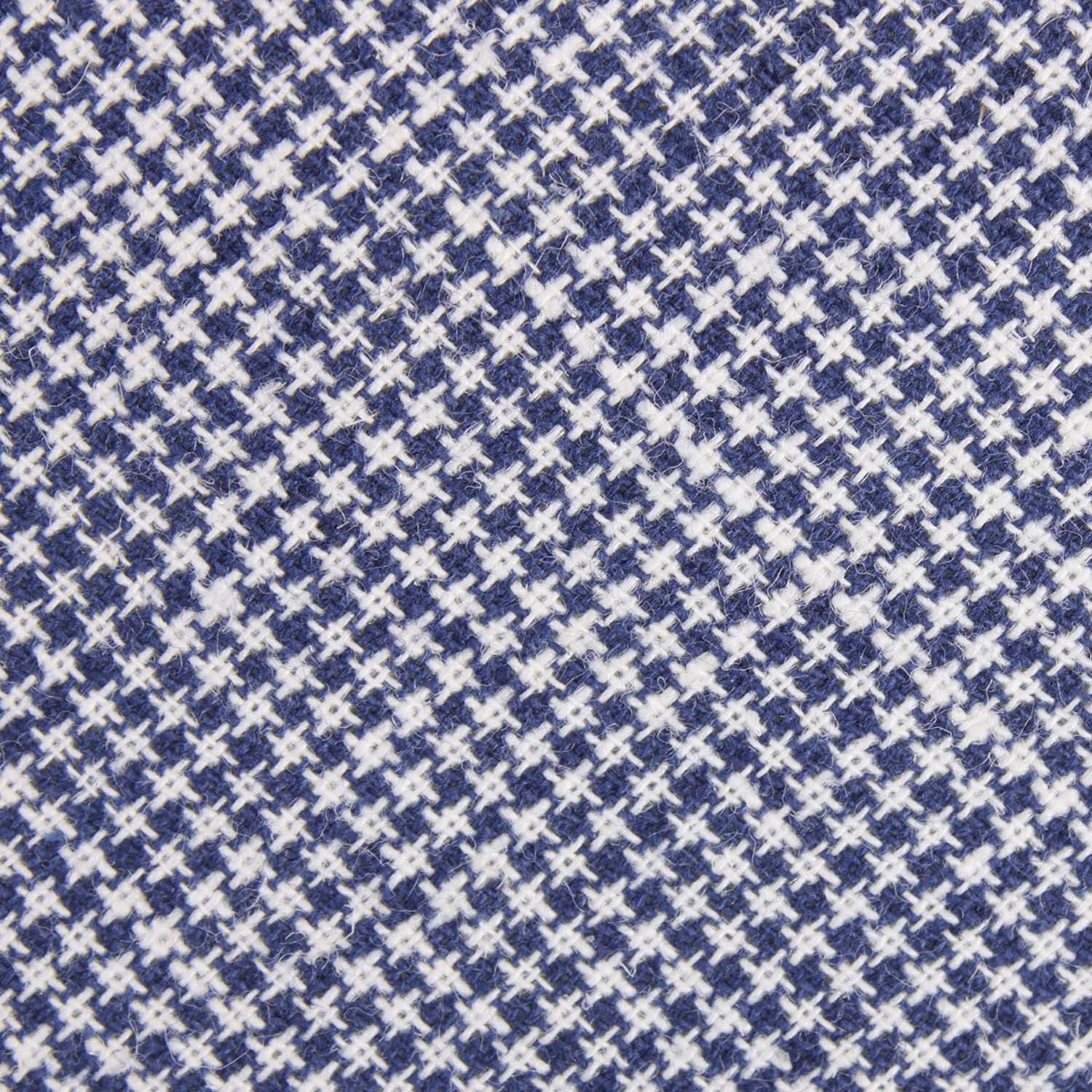 Navy Blue Houndstooth Linen Fabric Skinny Tie L181