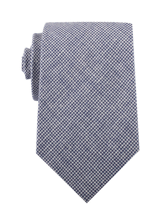 Navy Blue Houndstooth Linen Necktie