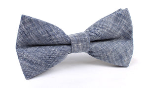 Navy Blue Linen Chambray Bow Tie
