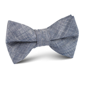 Navy Blue Linen Chambray Kids Bow Tie