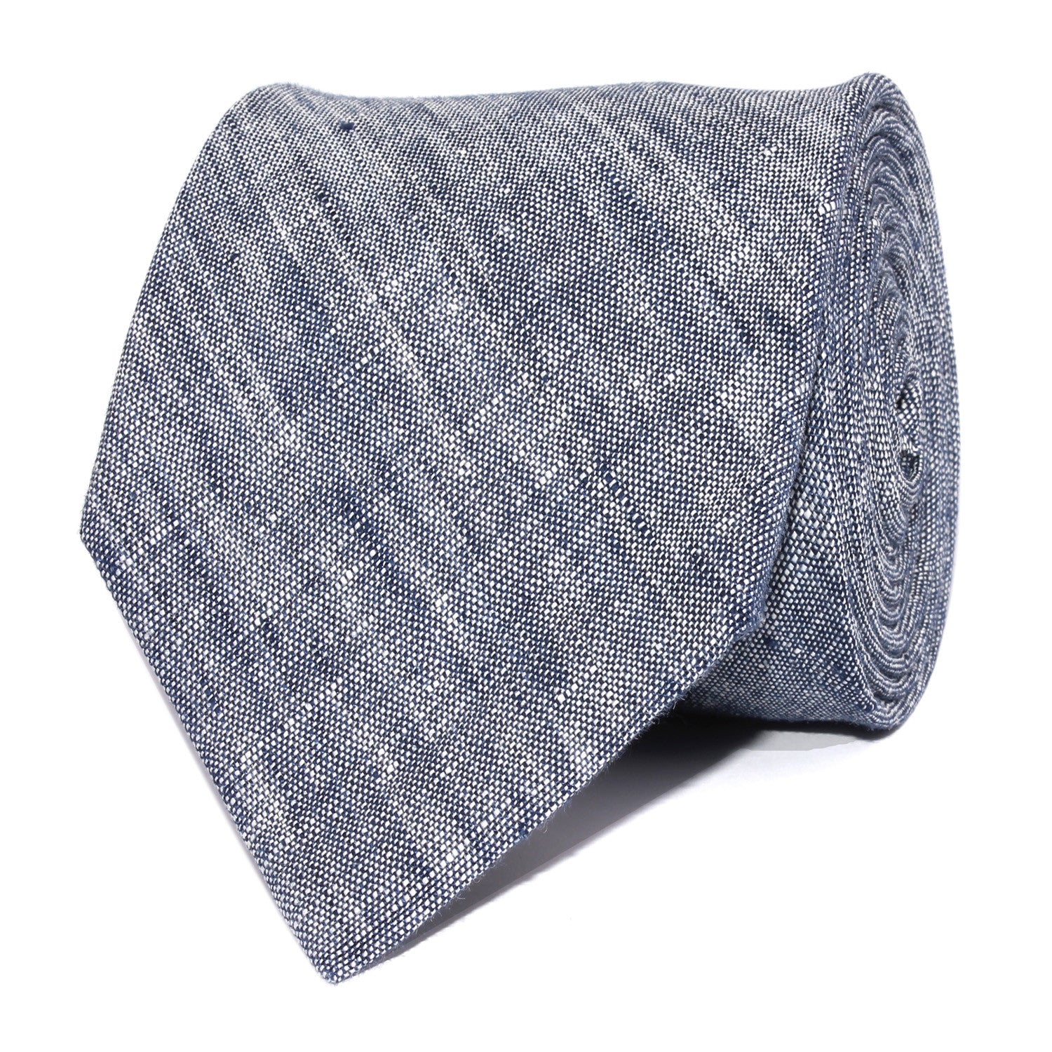 Navy Blue Linen Chambray Necktie Front