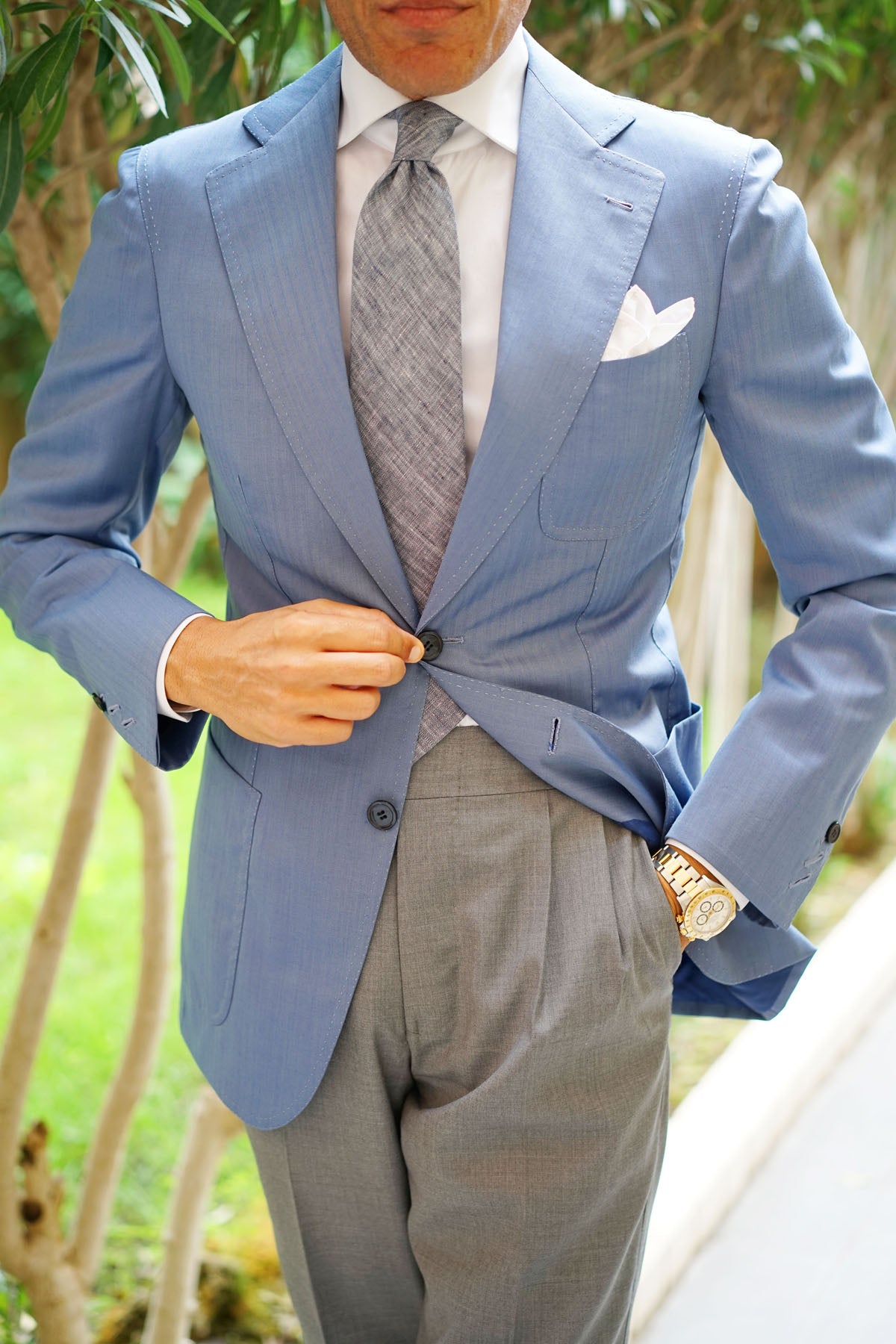 Navy Blue Linen Chambray Necktie | Men's Winter Tie | Thick Wide Ties ...