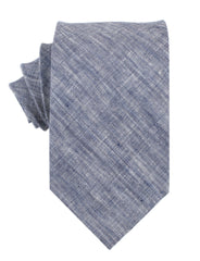 Navy Blue Linen Chambray Necktie