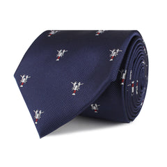 Navy Blue Lobster Necktie Front Roll