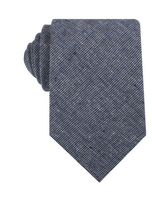 Navy Blue Needle Stitch Linen Necktie