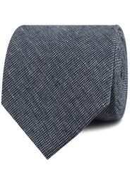 Navy Blue Needle Stitch Linen Neckties