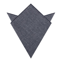 Navy Blue Needle Stitch Linen Pocket Square