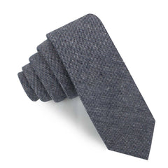 Navy Blue Needle Stitch Linen Skinny Tie