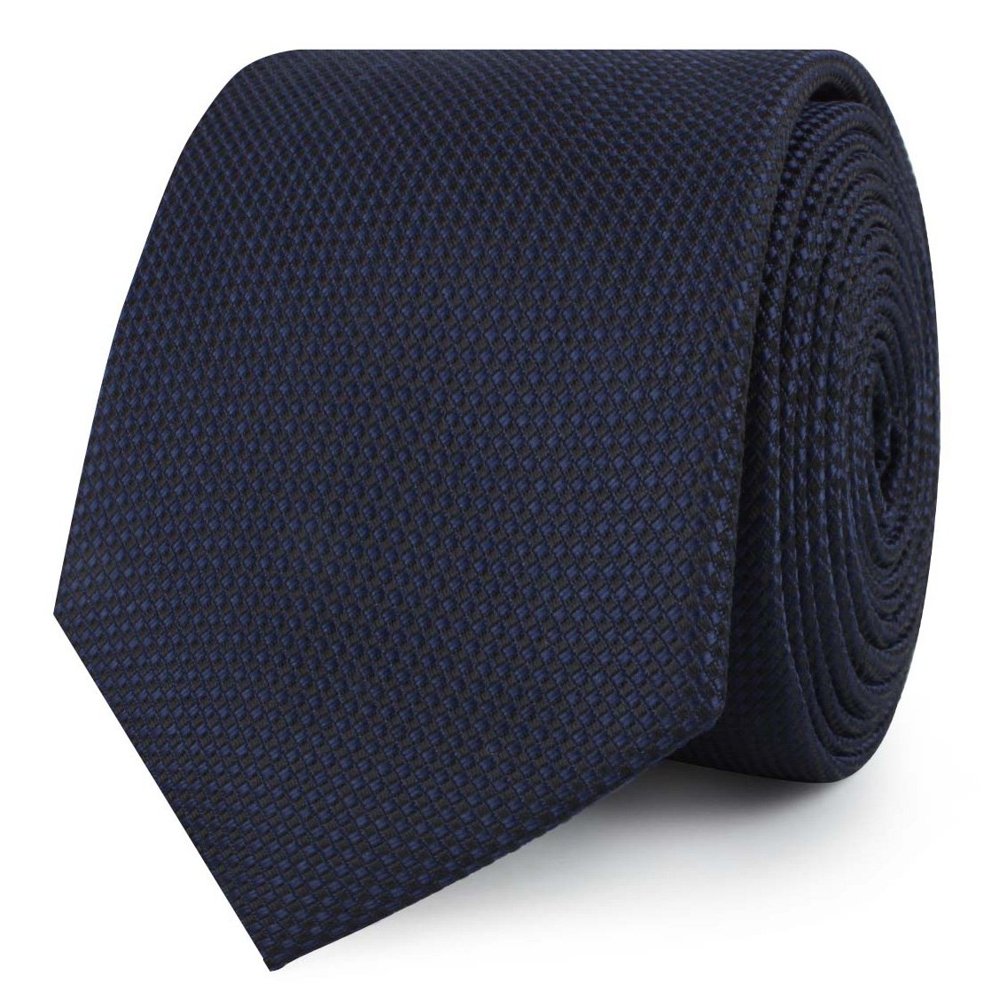 Navy Blue Oxford Stitch Skinny Ties