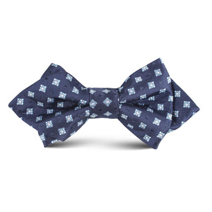 Navy Blue Pattern Kids Diamond Bow Tie