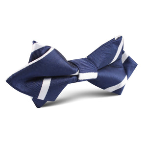 Navy Blue Pencil Stripe Diamond Bow Tie