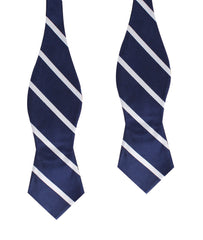 Navy Blue Pencil Stripe Diamond Self Bow Tie