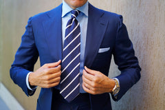 Navy Blue Pencil Stripe Tie | Repp Striped Ties | Professional Necktie ...