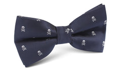 Navy Blue Pirate Skull Bow Tie