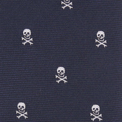 Navy Blue Pirate Skull Fabric Self Tie Diamond Tip Bow TieM099