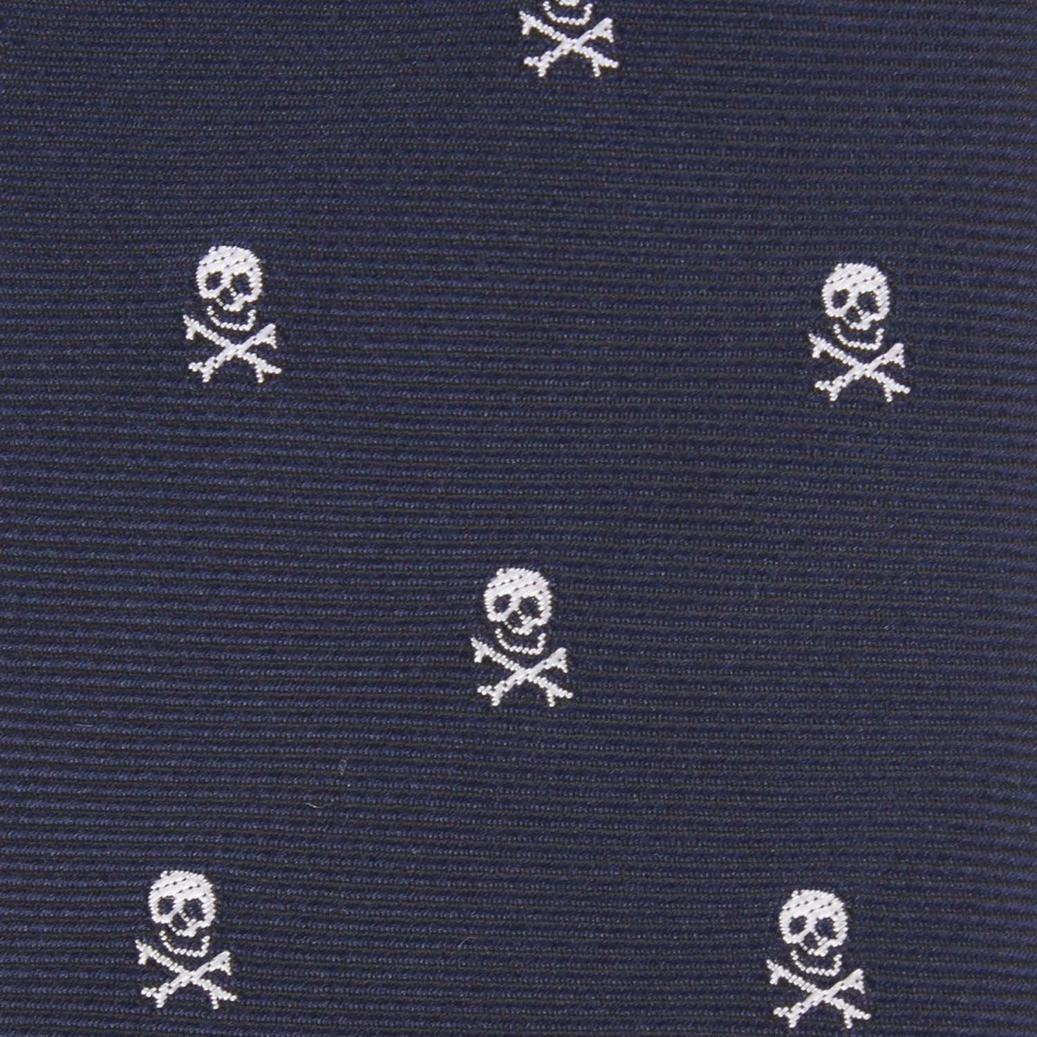 Navy Blue Pirate Skull Fabric Skinny Tie M099