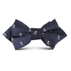 Navy Blue Pirate Skull Kids Diamond Bow Tie