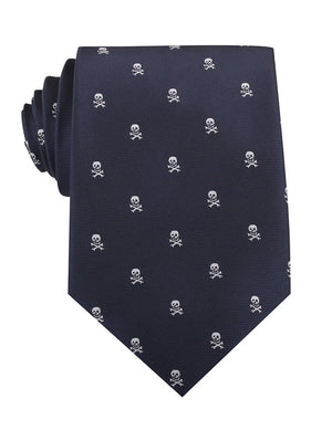 Navy Blue Pirate Skull Necktie