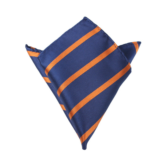 Navy Blue Pocket Square with Striped Brown