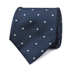 Navy Blue Polka Dots Tie Front View